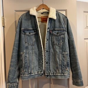 Levi's Blue Denim Sherpa Jacket
